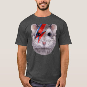 Grey Dwarf Hamster with Red Lightning Bolt on T-Shirt