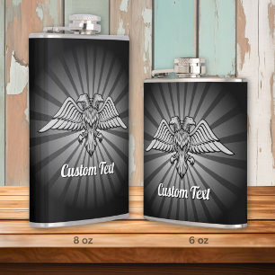 Grey Eagle with two Heads Hip Flask