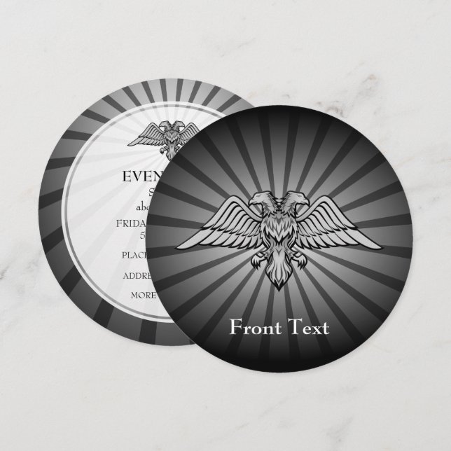 Grey eagle with two heads invitation (Front/Back)