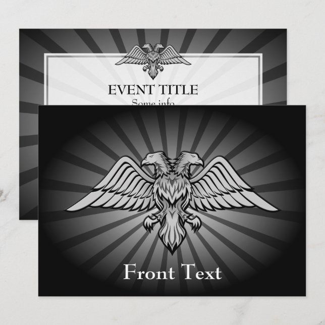 Grey eagle with two heads invitation (Front/Back)