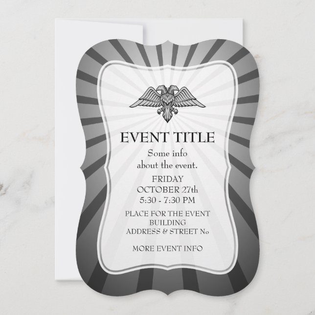 Grey eagle with two heads invitation (Back)