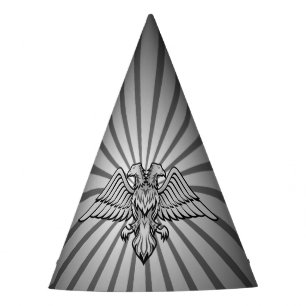 Grey eagle with two heads party hat