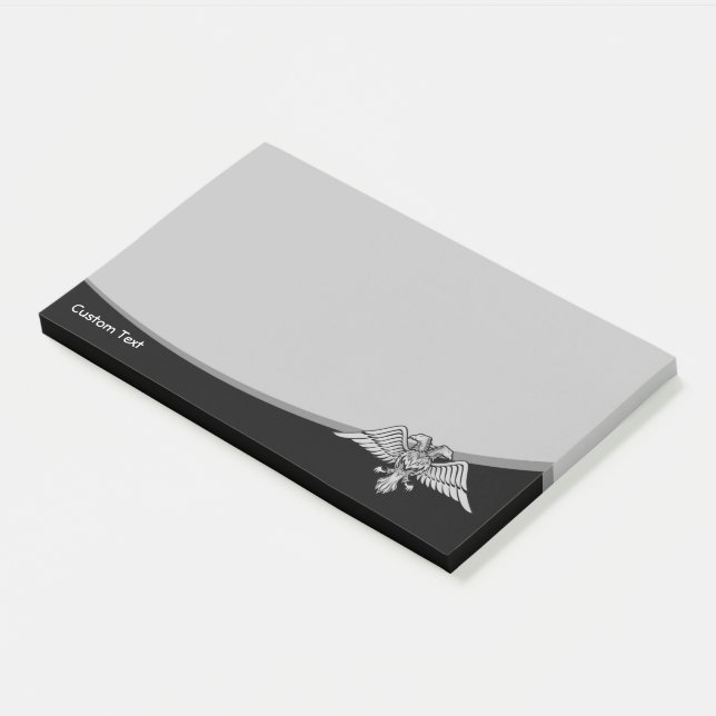Grey eagle with two heads post-it notes (Angled)