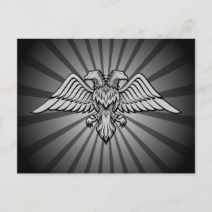 Grey eagle with two heads postcard