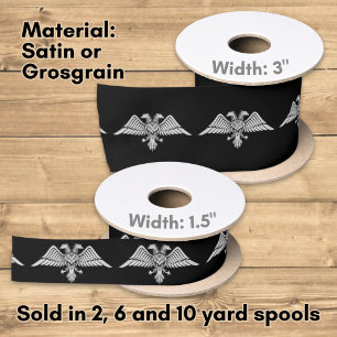 Grey eagle with two heads satin ribbon