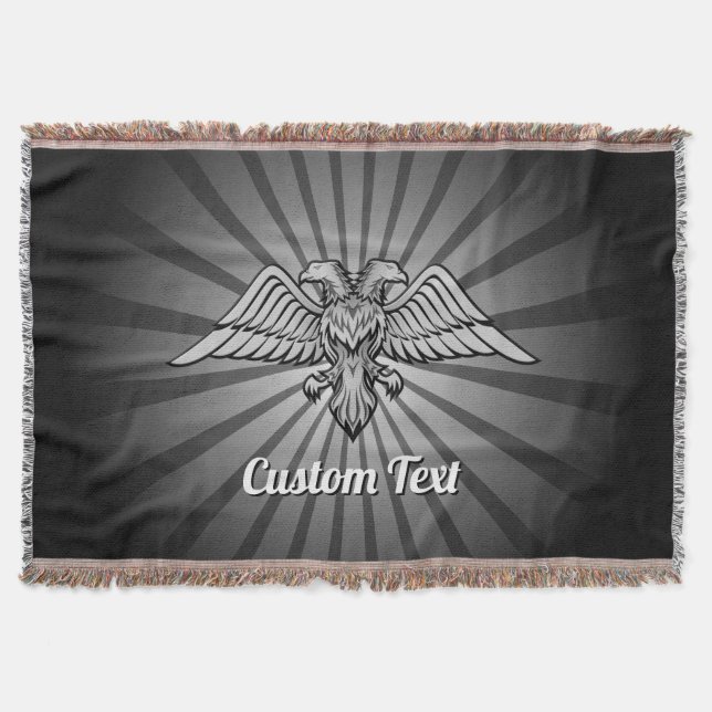 Grey Eagle with two Heads Throw Blanket (Front)