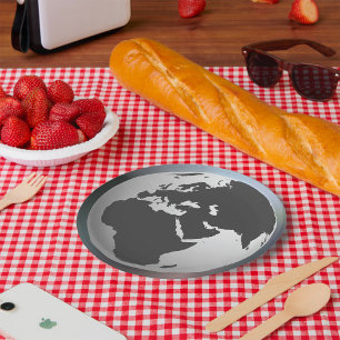 Grey Earth Globe Paper Plates