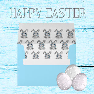 Grey Easter Bunnies Preschool Boys Blue Card Envelope