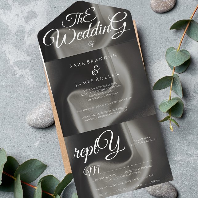 Grey Elegant calligraphy Wedding  All In One Invitation (Creator Uploaded)