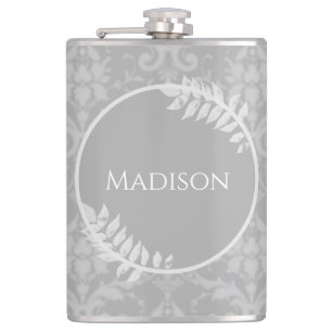 Grey Elegant Damask Flask