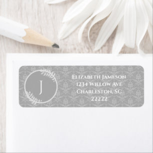 Grey Elegant Damask Label
