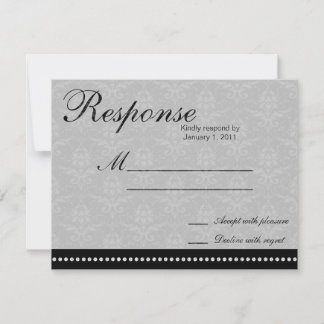 Grey Elegant Damask Wedding Response RSVP