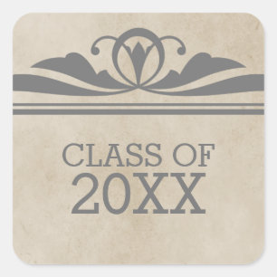 Grey Elegant Deco Graduation Stickers
