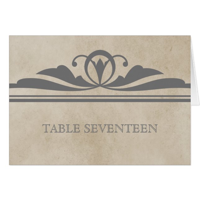 Grey Elegant Deco Table Number Card (Front Horizontal)