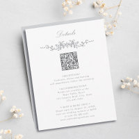 Grey Elegant Floral QR Code Wedding Details