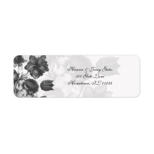 Grey Elegant Flower Address Labels