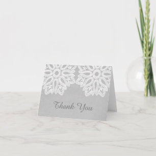 Grey Elegant Lace Thank You Card