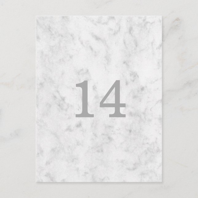 Grey Elegant Marble Table Number Postcard (Front)