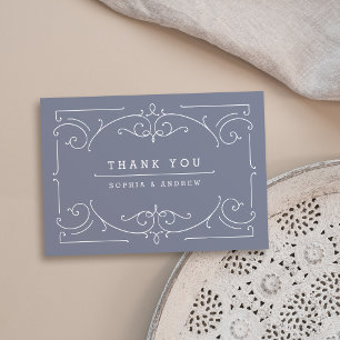 Grey elegant modern classic vintage wedding thank you card