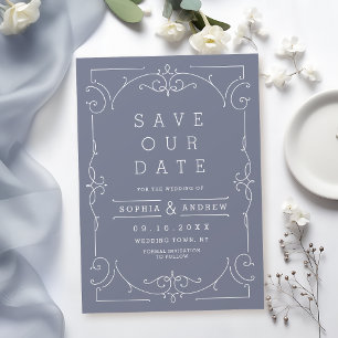 Grey elegant modern classic wedding save the date
