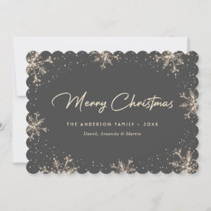 Grey Elegant Modern Snowflake Christmas Card