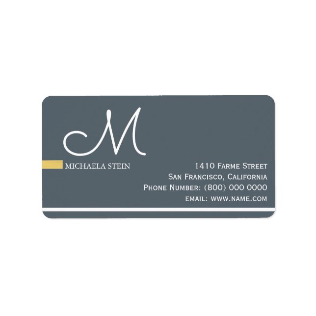 grey elegant monogrammed label (Front)