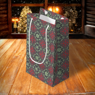 Grey Elegant Nordic Winter Trendy Snowflake Small Gift Bag