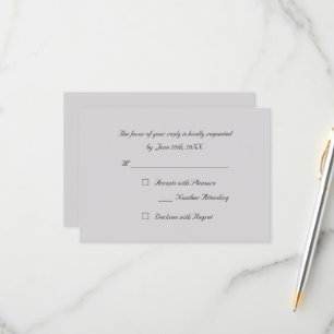 Grey Elegant Party Reply RSVP Invitation Card