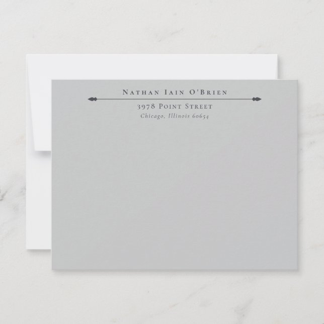 Grey Elegant Personalised With Name Address Card (Front)
