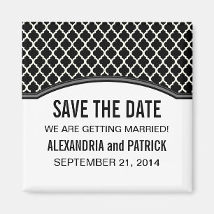 Grey Elegant Quatrefoil Save the Date Magnet