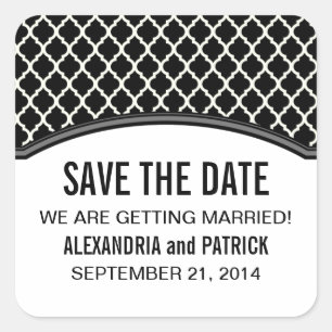 Grey Elegant Quatrefoil Save the Date Stickers