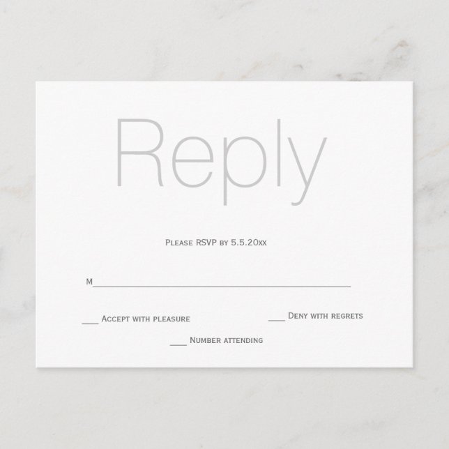 Grey elegant reply rsvp postcards (Front)