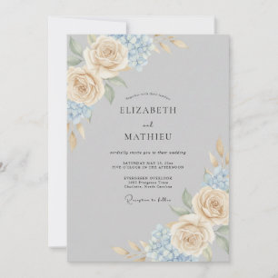 Grey Elegant Spring Wedding Invitation