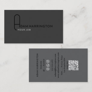 Grey Elegant Standard QR Code Business Card