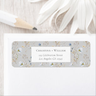 Grey Elegant Winter Wildflower Wedding Addres