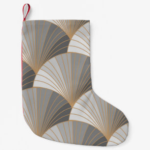 Grey elements with gold outline. seamless pattern. small christmas stocking