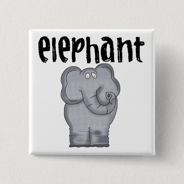 Grey Elephant 15 Cm Square Badge (Front)