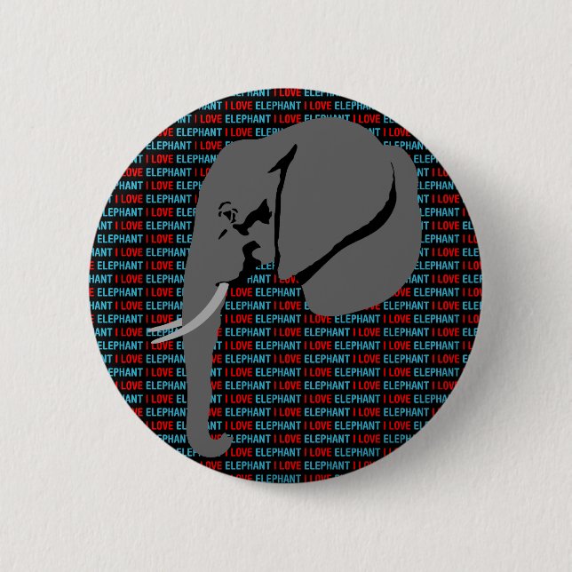Grey Elephant 6 Cm Round Badge (Front)