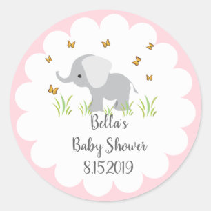 Grey Elephant Baby Shower Sticker