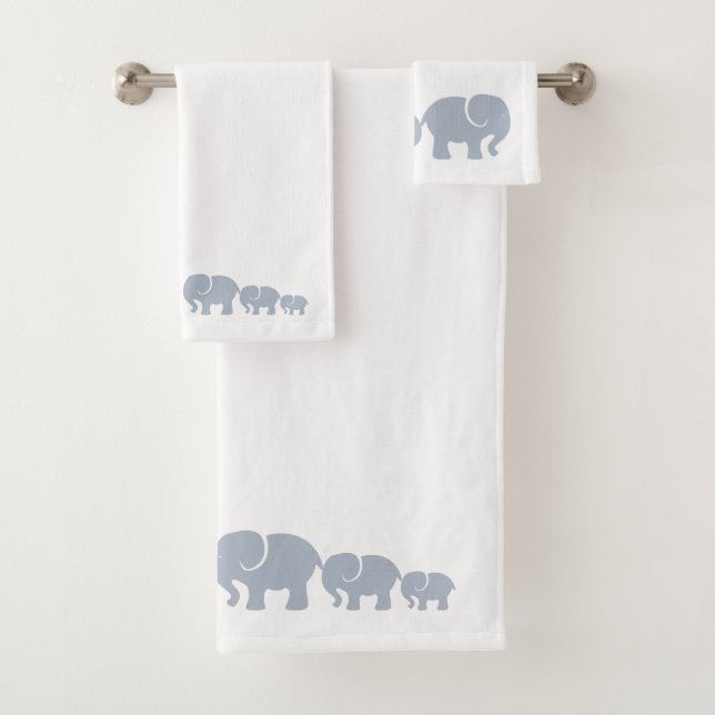Grey Elephant Bathroom Towel Set (Insitu)