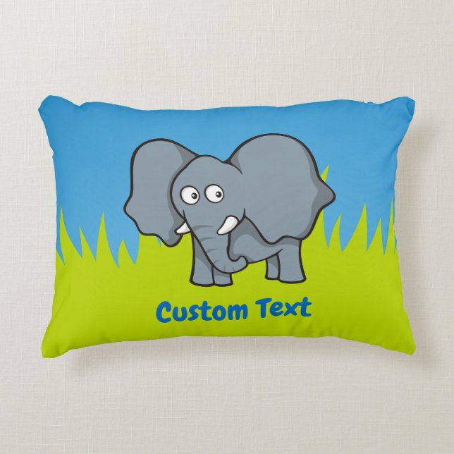 Grey elephant cartoon accent pillow (Front)