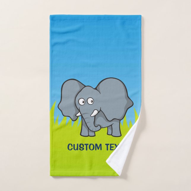 Grey Elephant Cartoon Bath Towel Set (Hand Towel)