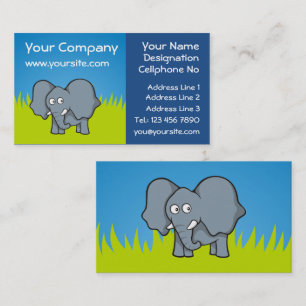 Grey elephant cartoon business card