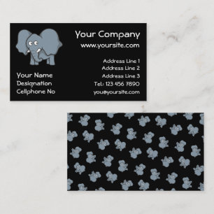 Grey elephant cartoon business card
