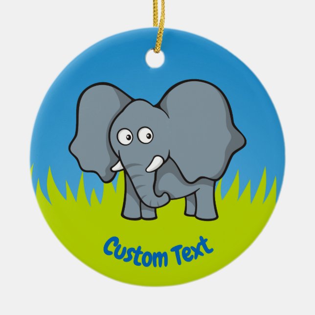 Grey elephant cartoon ceramic ornament (Front)