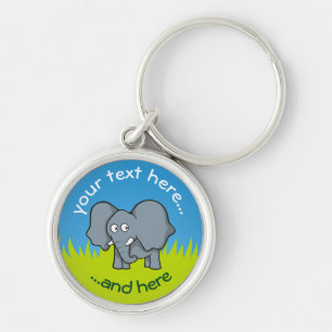 Grey elephant cartoon key ring