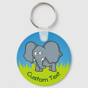 Grey Elephant Cartoon Keychain