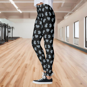Grey elephant cartoon leggings