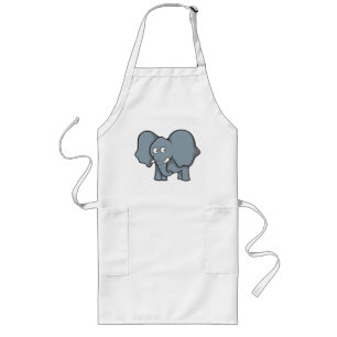 Grey elephant cartoon long apron