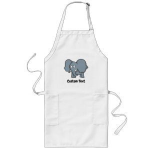 Grey elephant cartoon long apron